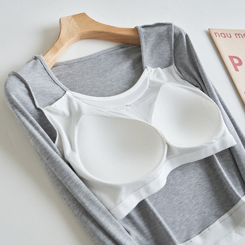 Rose Layered Built-In Bra Tshirt